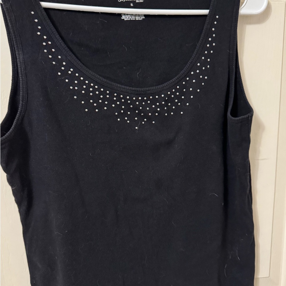 Jones New York Black Tank Top with Metallic Details